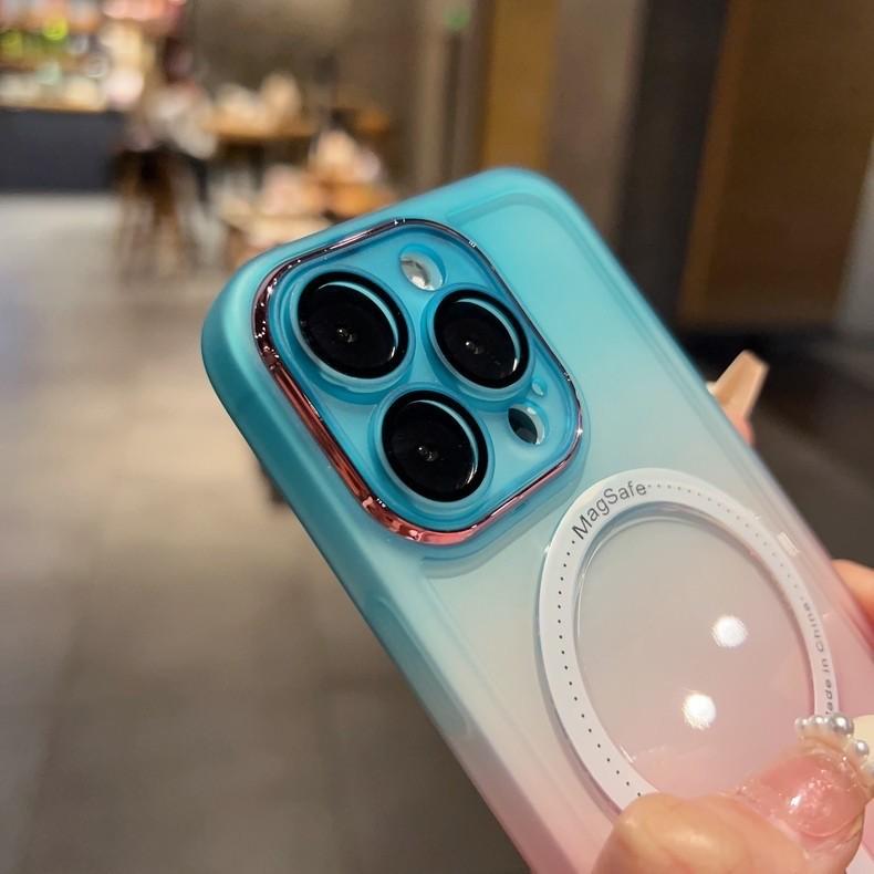 Gradient silicone magnetic attachment is suitable for iPhone 17 Pro cases, iPhone 16 full-coverage lens film, TPU transparent soft case