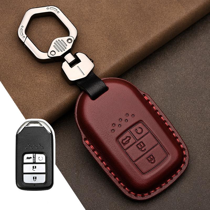 Leather Car Key Case Cover Shell for Honda Civic Accord Fit Hrv Crv Jazz City Protector