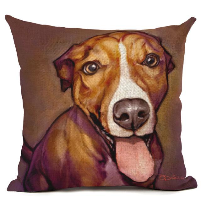 New Cartoon Cotton Linen Cute Dog Printing Pillow Case Home Decorative Pillowcase Cover