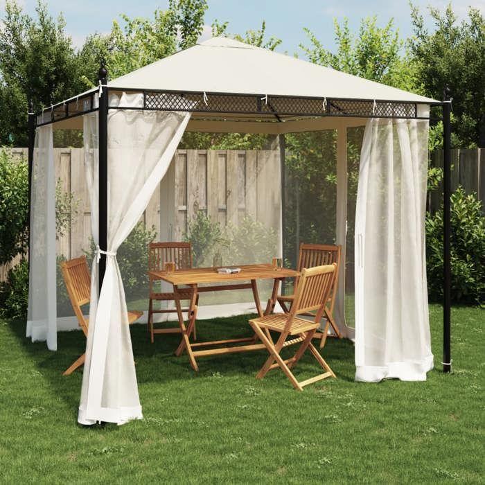 VidaXL Gazebo with Cream Mesh Walls 2.93x2.93 M Steel, Garden Gazebo, Patio Gazebo, Pavilion, Gazebo 368434
