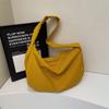 Canvas Bag Women's Dumpling Bag Solid Color Shoulder Bag Large Capacity Crossbody Bag