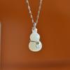 Hotan Jade S925 Silver Gourd Pendant Necklace