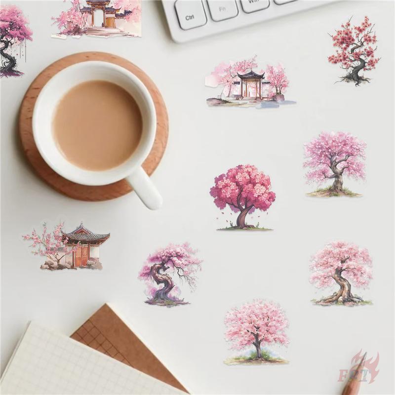 50Pcs/Set Sakura Trees PET Stickers Waterproof DIY Fashion Doodle Decals Stickers