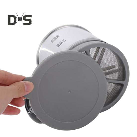 Síto na mouku jednou rukou lis Jemné síto na mouku Kuchyňský nástroj na pečení koláčů Cukr Kakaový prášek Koření