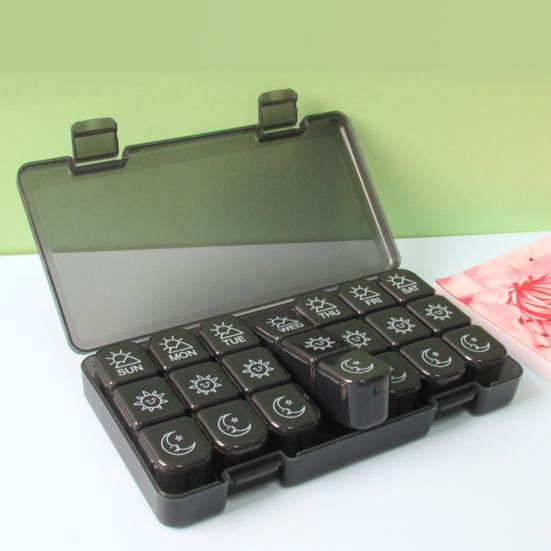Pill Box Dust-proof Detachable 21 Grids 7 Days Weekly Pill Organizer for Supplement