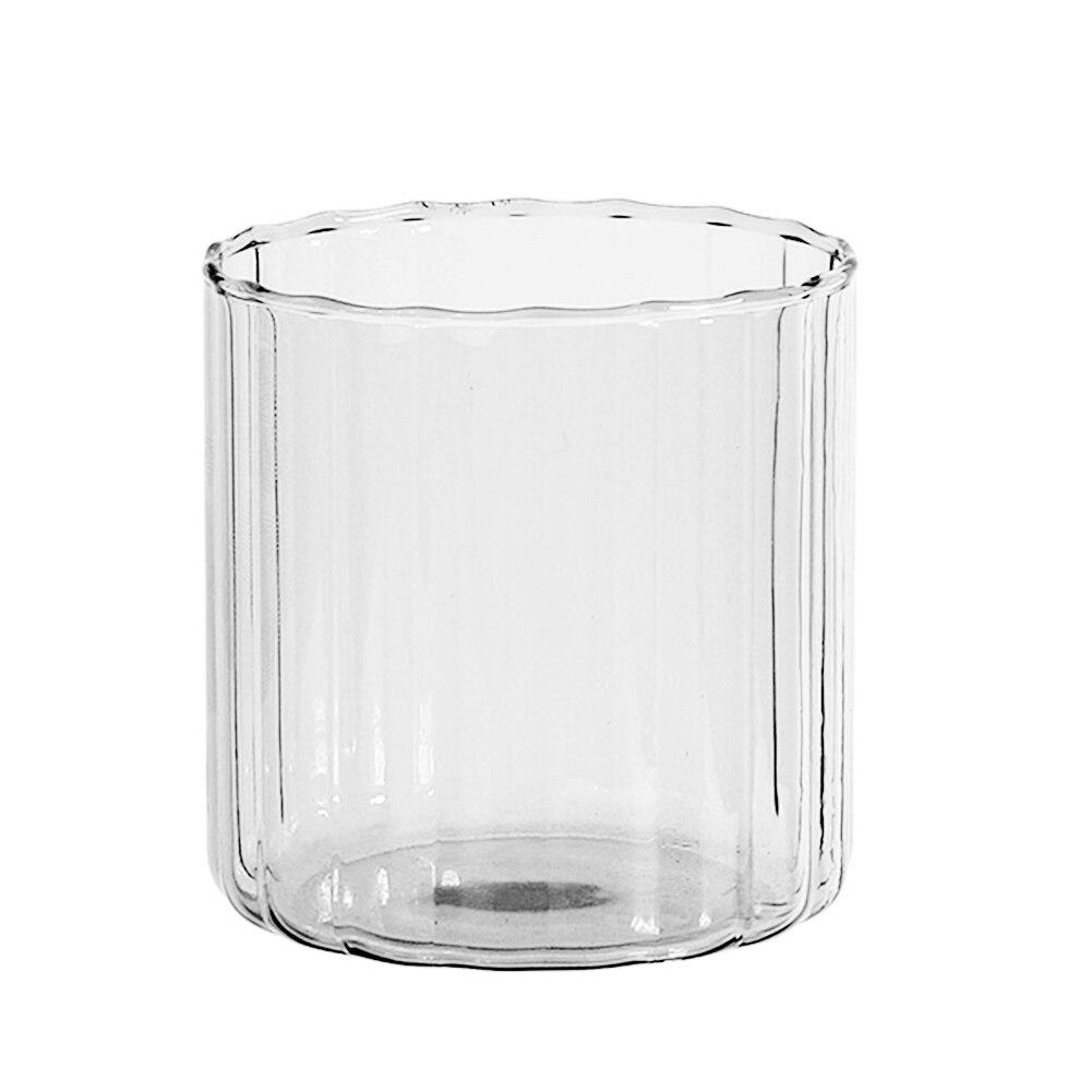 Průhledný skleněný hrnek na kávu Klasický skleněný šálek na čaj s vertikálními pruhy Na kávu Čaj Nápoj