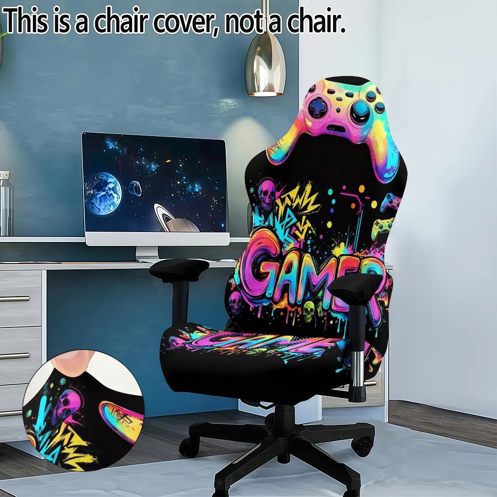 Fashion Print Gaming Seat Cover Backrest Cover Anti Dirty Protector Stretch Sports Computer Chair Cover Office Home Decoration