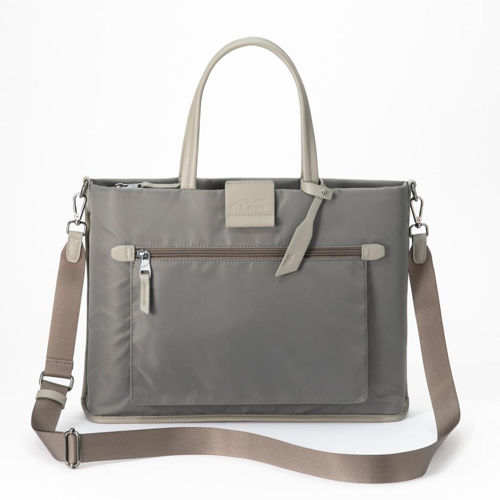 Day Tote Groß PC Grau [Double & Night] Tasche, Leichtgewicht, Fassungsvermögen, Multifunktional, 2-Wege, A4, 14,0-Zoll-kompatibel, Damen,