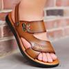 2025 Sandalen Herren Leder Herren Abriebfeste Strandschuhe Jugend Braun Trend Rutschfest Atmungsaktiv Coole Slipper Sommer