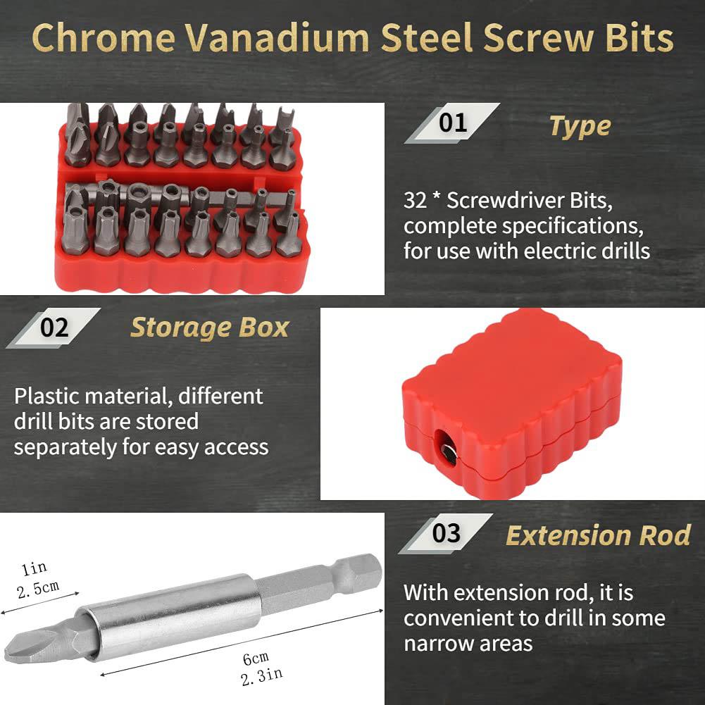 33 In 1 Hollow Screwdriver Set with Extension Rod Magnetic Phillips Torx Screw Driver Bits Hand Repair Tool for Small Space DIY