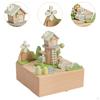Wood House Musical Box Table Centerpiece Crafts Collectible Home Decoration Accessories Desktop