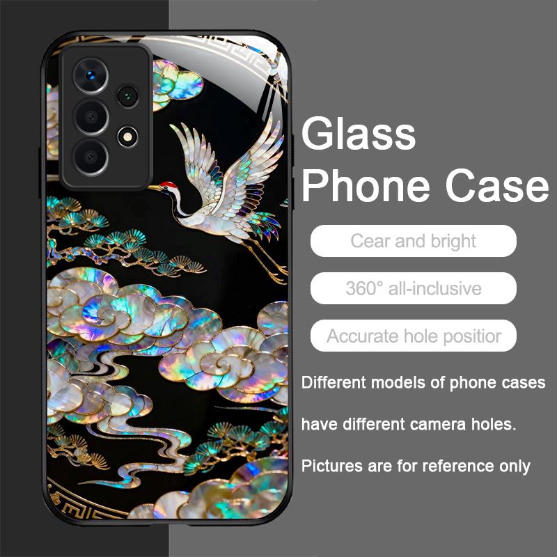 Stylish Dragon Leopard Marble Texture Tempered Glass Phone Case for Samsung Galaxy A56 A55 A54 A53 A52 A36 A14 A15 A16 A32 Cover
