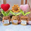 Hot Seller Crochet Dr. Potato Doll Ornament with Positive Energy and Funny Expression on Wooden Base