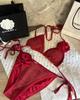 Pure Desire White & Red Triangle Bikini Set: Three-Piece Swimsuit for Women’s Beach Holiday