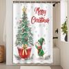Christmas Shower Curtains Merry Xmas Green Christmas Tree Winter White Snow Gold Stars Red Scarf Bathroom Shower Curtain Xmas