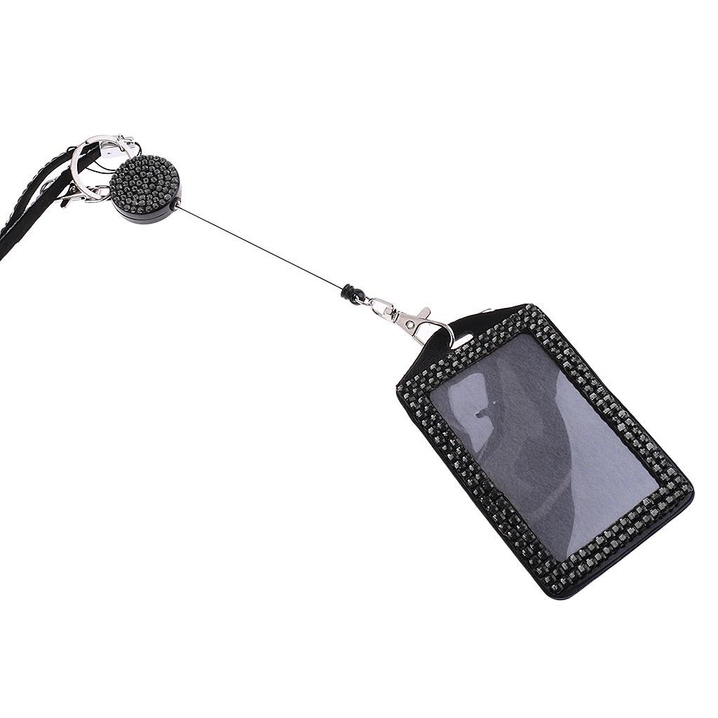 Strass-Lanyard mit einziehbarer Rolle, vertikalem Ausweishalter