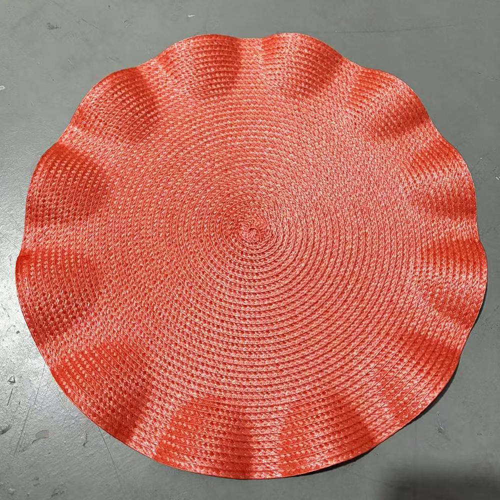 Set of 6 Round Placemats with Weave Design Heat-resistant Table Mats Washable with Corrugated Edge Non-slip Dining Table Mats