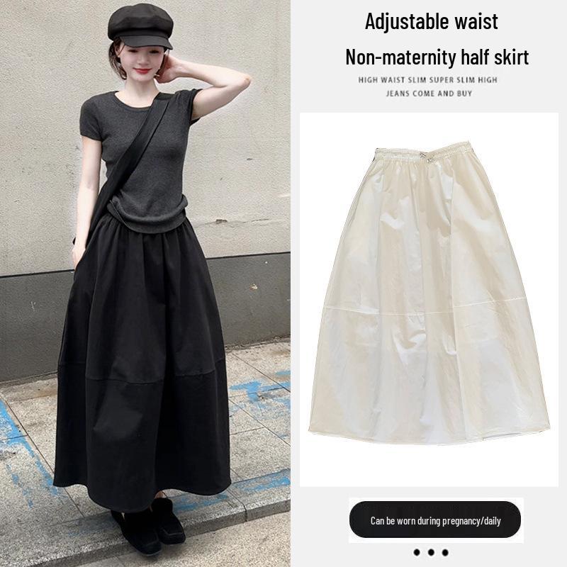 High Waist Floral A-line Maternity Skirt - Slimming, Tummy Concealing, Casual & Versatile for Spring/Summer L белый