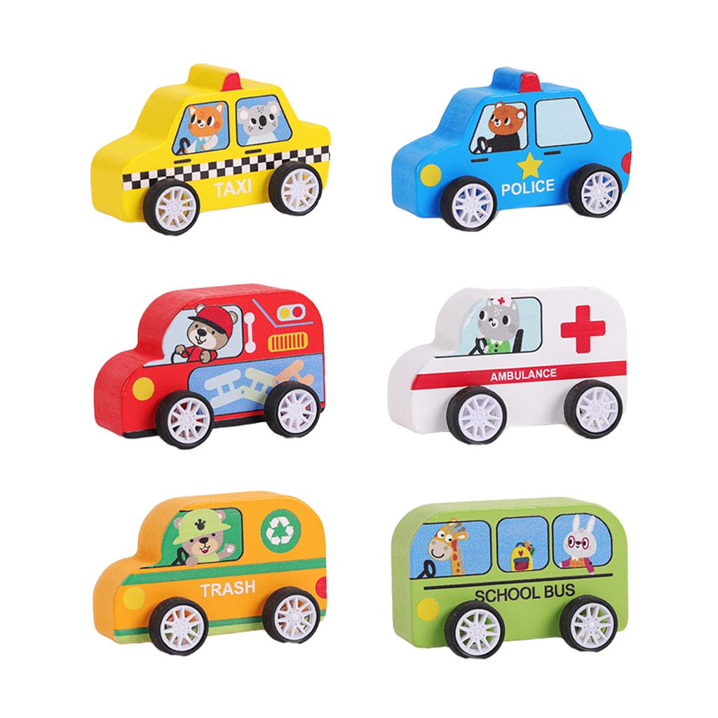 Entertaining Car Model Set Vehicle School Bus Inertial Car for Preschool Kids Birthday Gift Realistic Car Model Set of 6