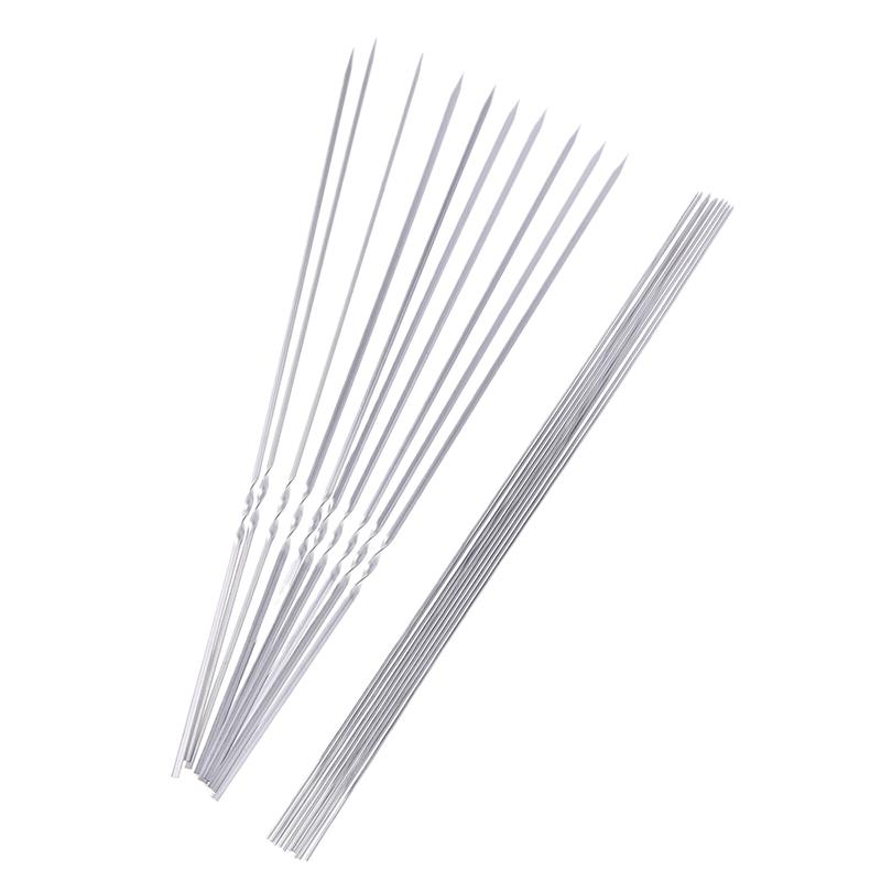 10 Stücke Silber Edelstahl Grillspieß Wiederverwendbare Grill Sticks Bbq Gabel Bbq Utensil Küche Outdoor Camping Werkzeug