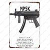 Plaque Métallique Vintage Uzi - Plaque Étain Pistolet Fusil, Décoration pour Fans Militaires Bar Club Café Pièce, Peinture Art Mural