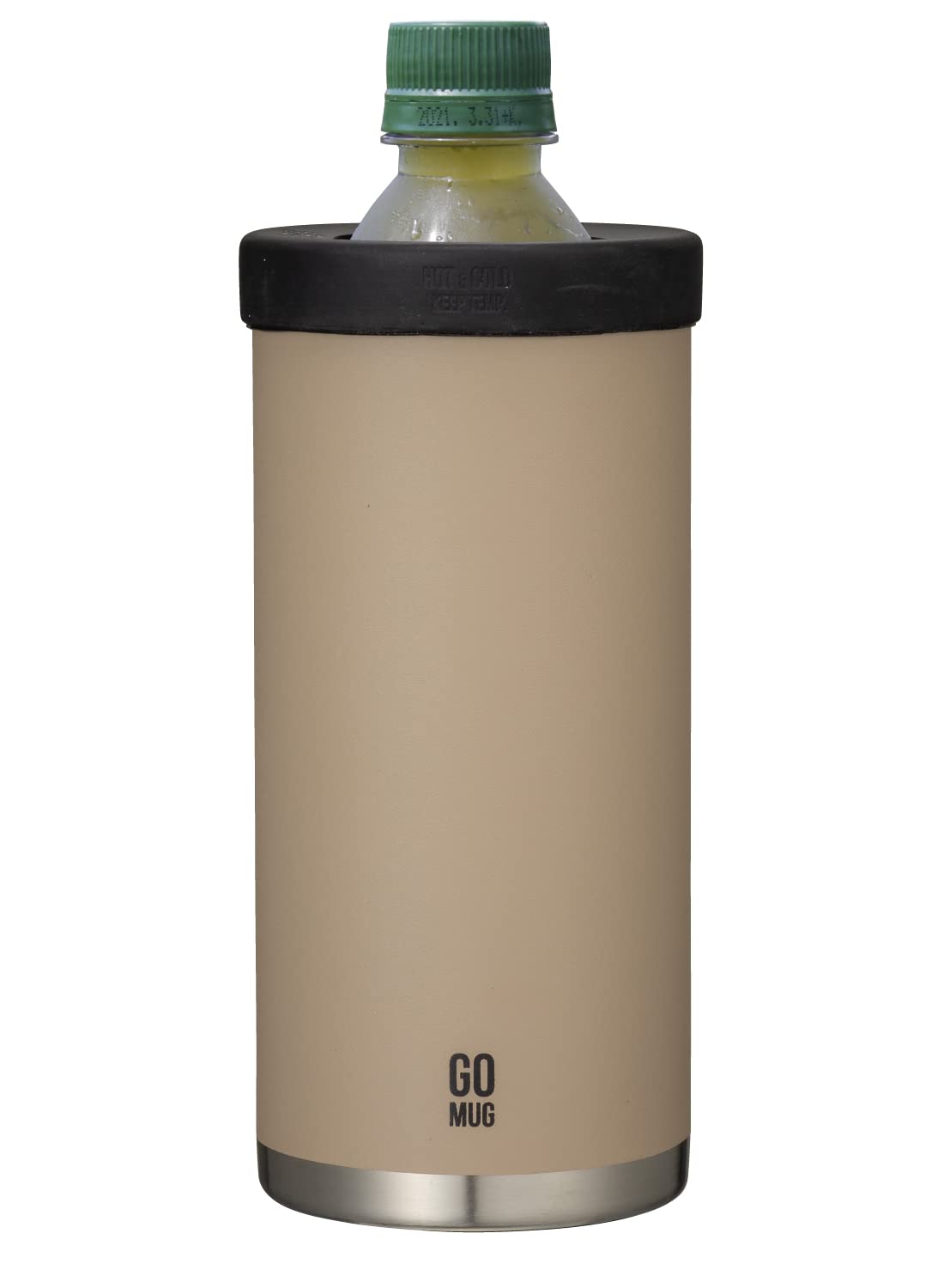 

CB Japan PET Bottle Holder, Light Beige, 500ml [Stainless Steel, Vacuum Insulated, Double-Layered] for 500ml Bottled Drinks, by GOMUG