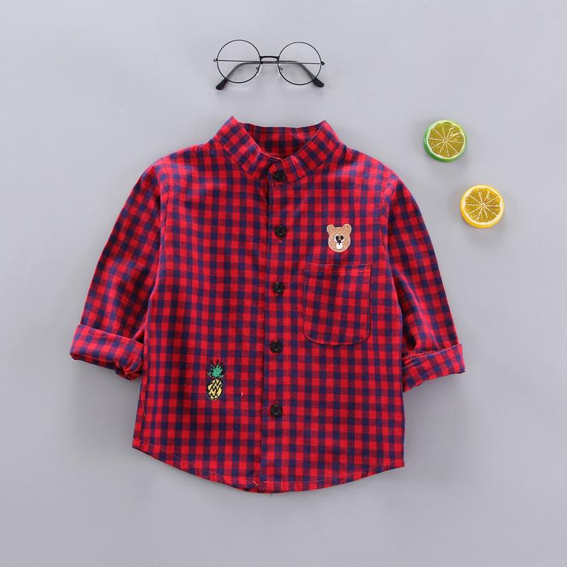 Chemise à carreaux à manches longues boutonnée pour enfants, garçons et filles, printemps, automne