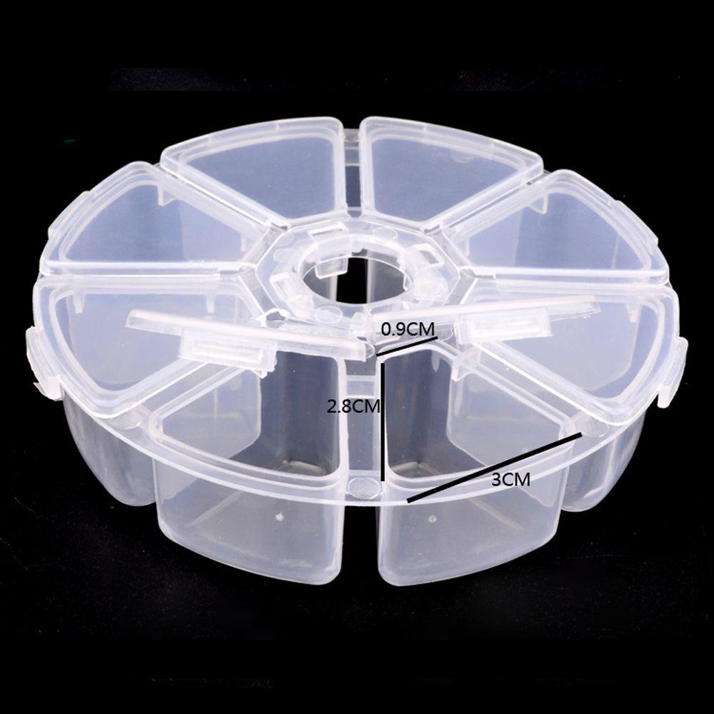 Round Beads Organizer Empty Storage Box Jewelry Container Nail Art Rhinestones Case 8 Grids