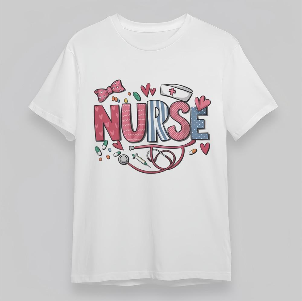 

Women s Plus Size Fashion Classic T-Shirt NURSE With Medical Icons Graphic Tee 4XL
