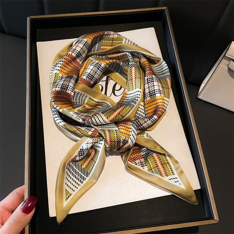 Scarf, Long Silk Scarf, Versatile Silk Scarf, Double-Layer Simulated Silk, Diagonal Scarf, Autumn And Winter Hair Binding And Scarf