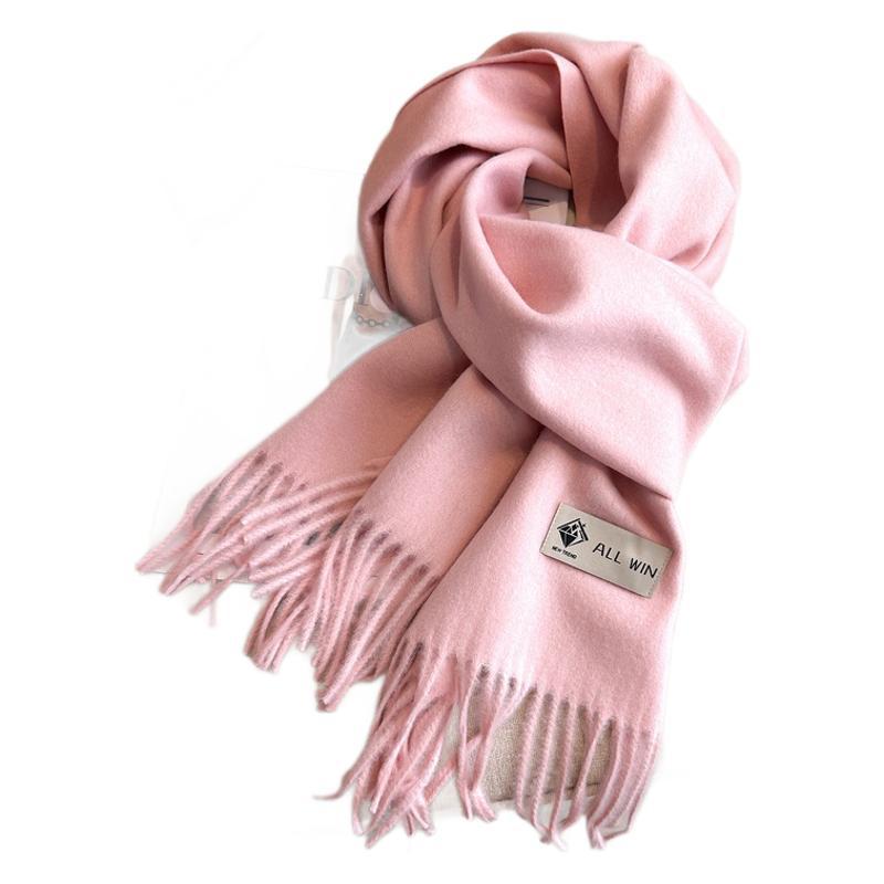 Versatile Women's Winter Wool Scarf: Thick, Monochrome, Long Tassel Shawl