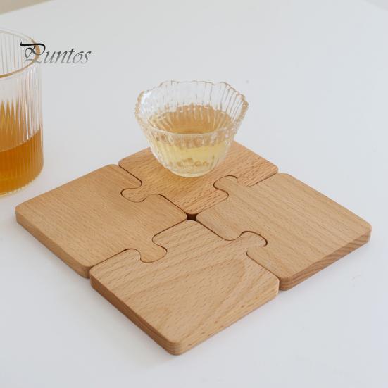 Sottobicchiere in legno Radice di loto Fette Biscotti Fiori Sottobicchiere da tavolo Tappetino isolante versatile per la decorazione domestica
