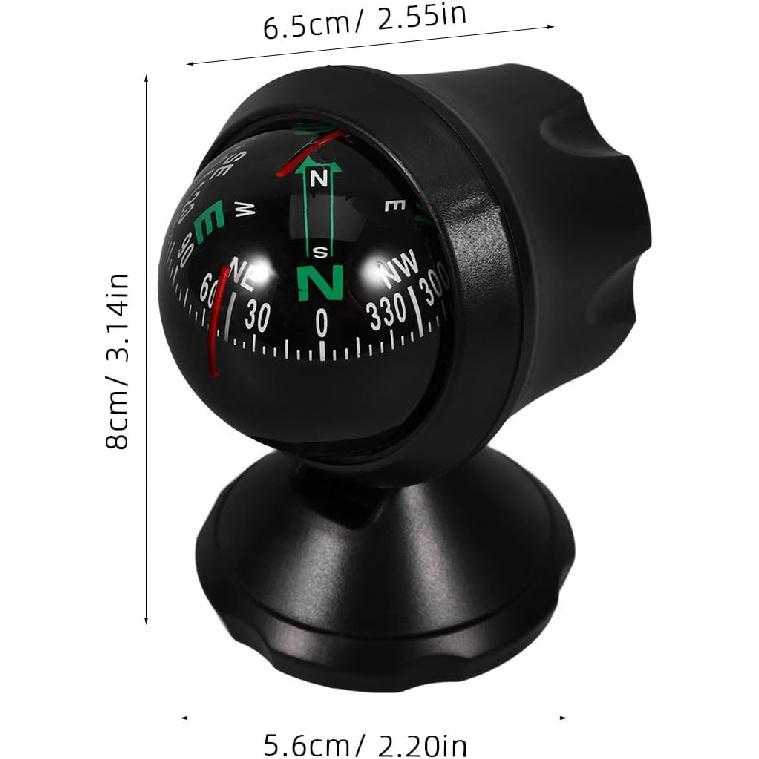 

Homoyoyo Adjustable Car Compass with Stick-On Base | Universal Dashboard Navigation Tool for Cars, Boats & Outdoor Hiking | Bubble Ball Design