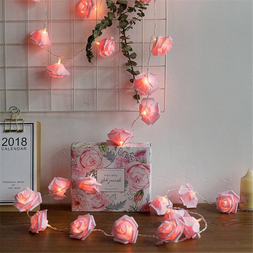 Battery Operated Outdoor Lamp Rose String Light Flower Fairy Light Light String Wedding Decoration