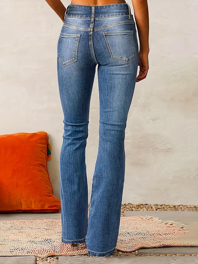 Jeans Retrò Lavati Elasticizzati Micro-svasati da Donna Europei e Americani - Collezione Primavera 2025.