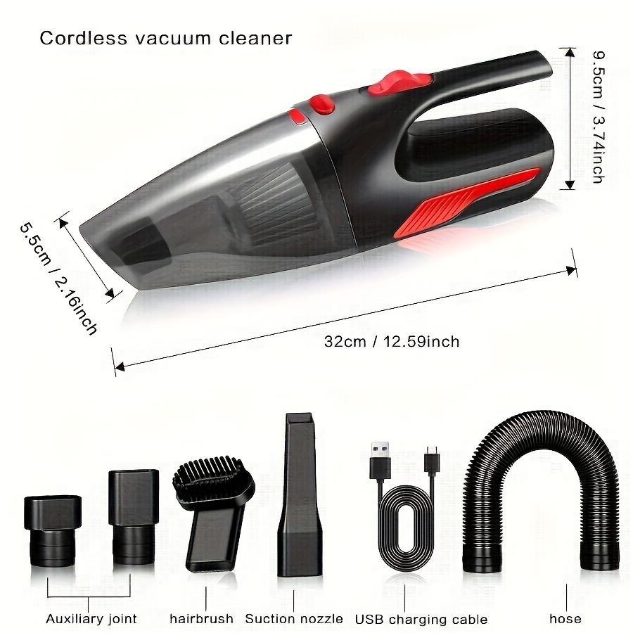 CascadeVac Handheld Car Vacuum Cleaner, 4 KPa Suction Power, 6.76-10.14oz Dust Cup, 2000mAh Rechargeable Lithium Battery, 50dB Quiet Operation