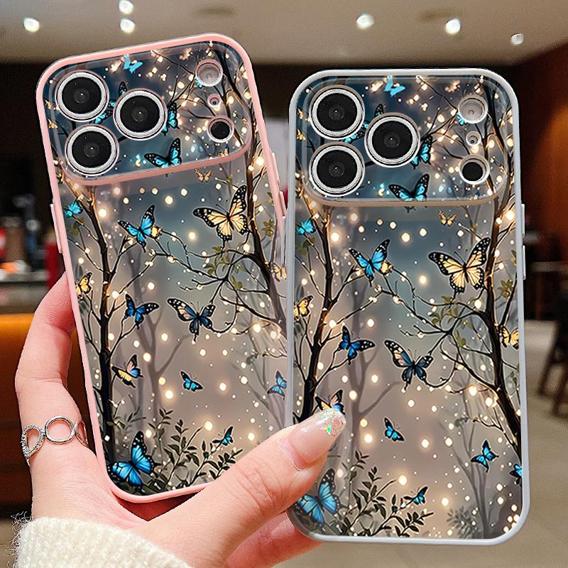 Magnetic For Magsafe Case For iPhone 17 Pro Max Glowing Fantasy Butterfly Pattern Skin Feeling Cover For iPhone 16 15 14 13 Pro Max