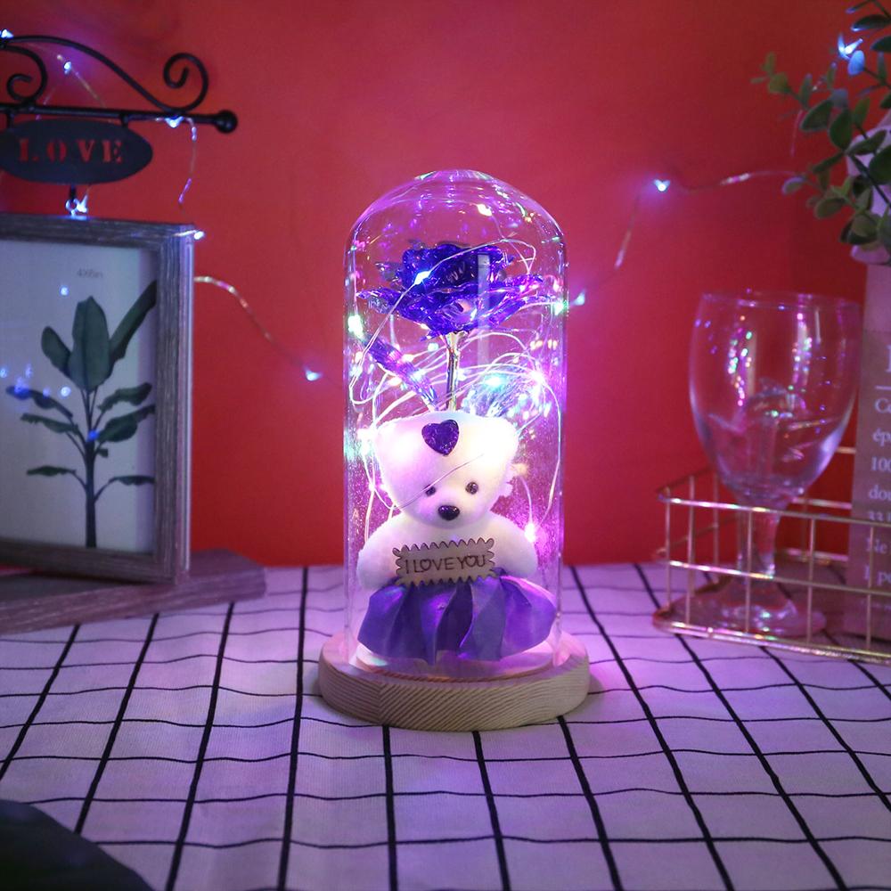 Valentinstag geschenk für freundin Rose und Bär Nachtlicht Nacht Lampe Schlaf Licht Tisch Lampe Für Home D30