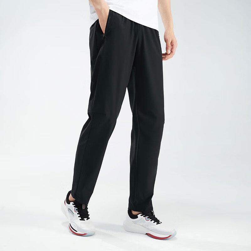 Anta Training Series Solid Color Slim Fit Straight Leg Knitted Sports Pants Men Bottoms 152337501-1