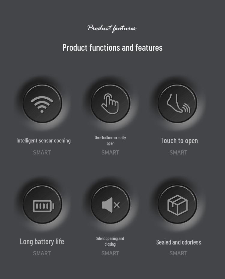 2026 Smart Trash Can: Long-lasting Battery, 16L Capacity, Fast Sensing Household Model