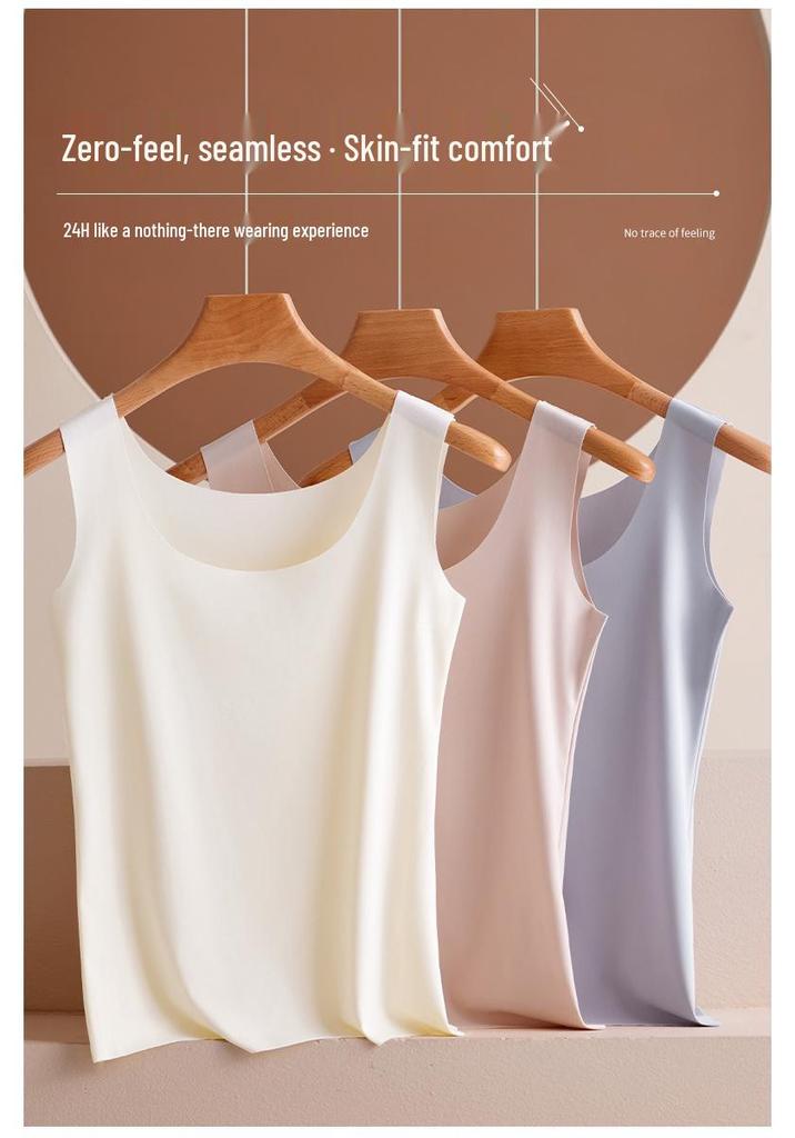 Women’s Seamless Ice Silk Strapless Camisole - Sexy, Ultra-Thin, Anti-See-Through Innerwear for Summer