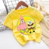 Cute SpongeBobs T-shirt Kids Anime Round Role Boys Girl Toddler Cotton Streetwear Tees Casual Short Sleeve Childern Clothes Tops