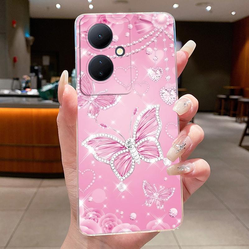 Phone Case For Vivo Y78 5G Shell For VIVO V29 Lite 5G Funda Butterfly Bow Protective Casing Transparent Soft Silicone TPU Cover