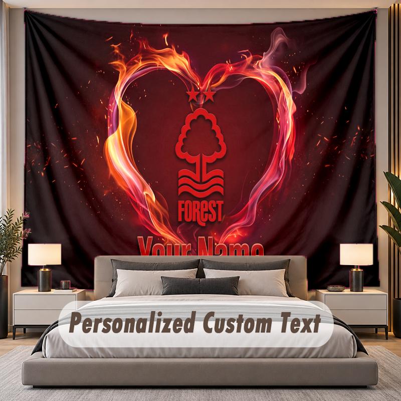 Custom Name Text Tapestry Nottingham Forest Personalized Polyester Wall Tapestry For Bedroom And Room