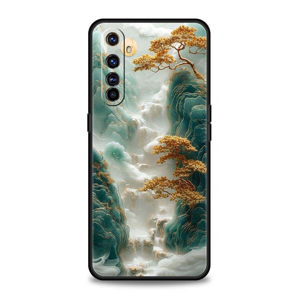 Landscape Painting Phone Case For Realme 12 11 10 6 7 9 Pro Plus 8 5G C35 8i 9i GT2 GT3 GT5 GT Neo 2 3 5 Black Cover Soft Shell