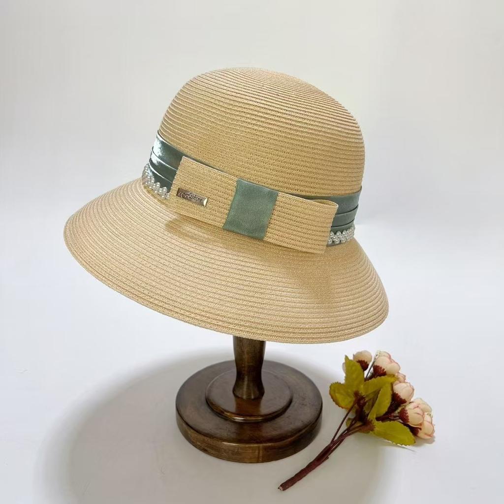 2025 New French Hat Women'S Summer Ice Hemp Silk Material Foldable Washable Elegant Top Hat Sunscreen Straw Hat