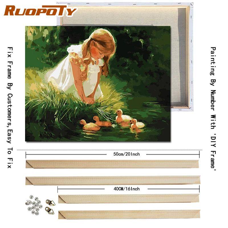 RUOPOTY DIY Frame DIY Painting By Numbers Figure Acrylic Picture By Numbers Handpainted Oil Painting Arts 40x50cm