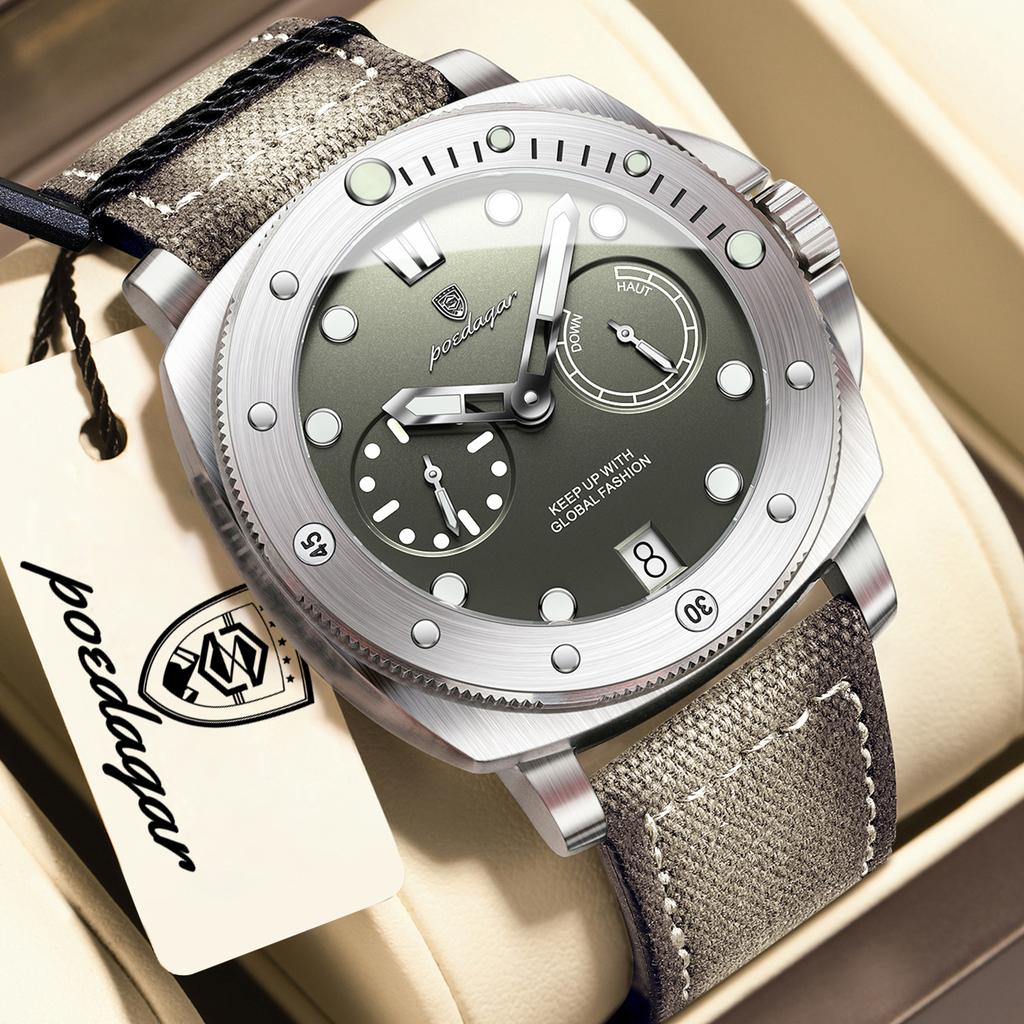 POEDAGAR High Quality Watches for Man Waterproof Luminous Date Exquisite Men Clock Nylon Leather Quartz Fashion Wristwatch