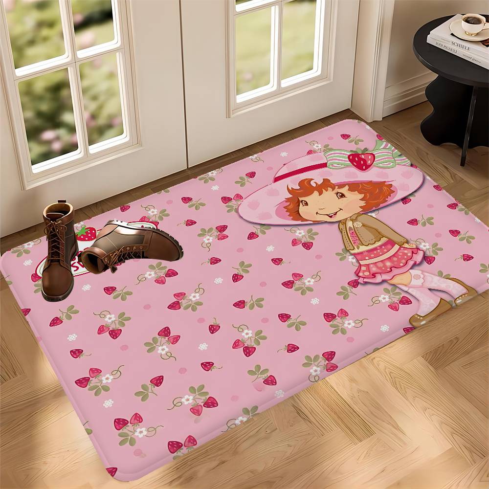 S-Strawberry-Pink Girl Door Mat Kids Room Bedroom Decoration Balcony Anti-Slip Doormat Living Room Doormat Area Rug