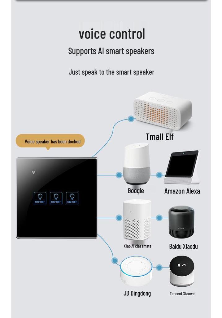Zhengshang C4 Smart WiFi Graffiti Switch with Voice Control for Alexa/Google, EU Standard